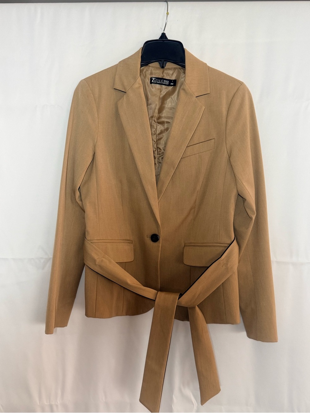 New York & Company Women’s Belted Blazer & Pleated Pencil Skirt - Tan, Black